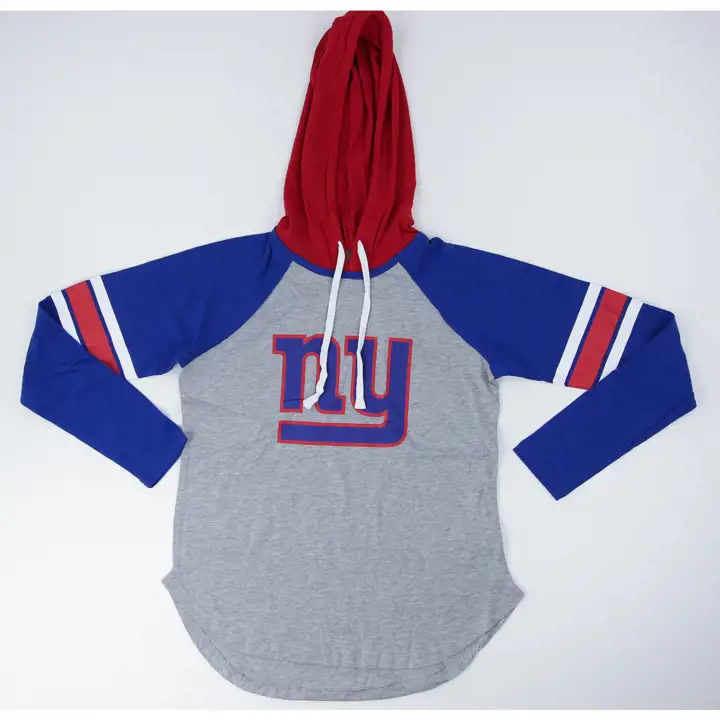 T-shirt à capuchon manches longues Fair Ball NFL des Giants de New York pour femme 22 H-GRA