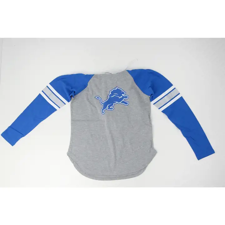 T-shirt à capuchon et manches longues Detroit Lions NFL Fair Ball pour femme 22 GRIS CHINÉ