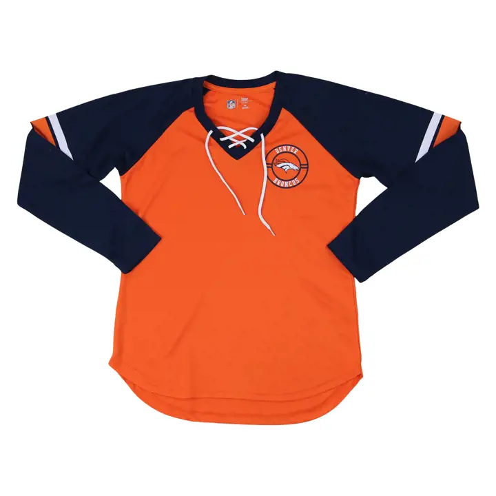T-shirt Femme Lacé à Manches Longues Denver Broncos NFL Style Bootleg 22 ORG