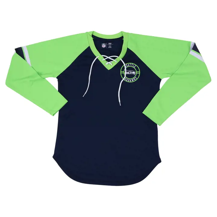 Seattle Seahawks NFL T-shirt femme à manches longues Bootleg avec lacets 22 MARINE