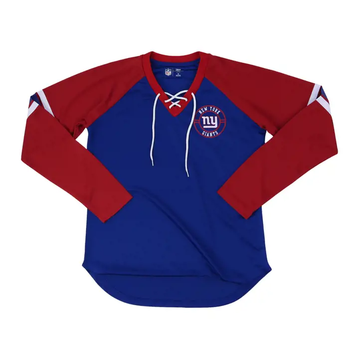 New York Giants NFL T-shirt femme à manches longues bootcut avec lacets 22 BLEU