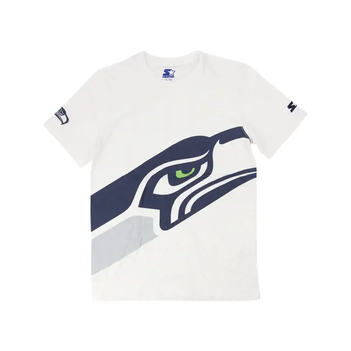 T-shirt NFL Seattle Seahawks starter, coloris ivoire, modèle avec le punter