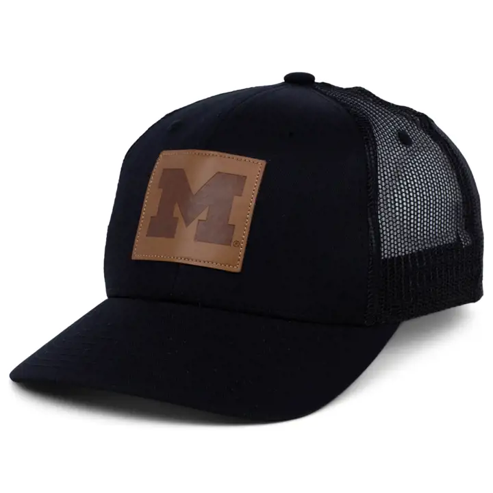 Michigan Wolverines NCAA Dakota Leather Trucker noir