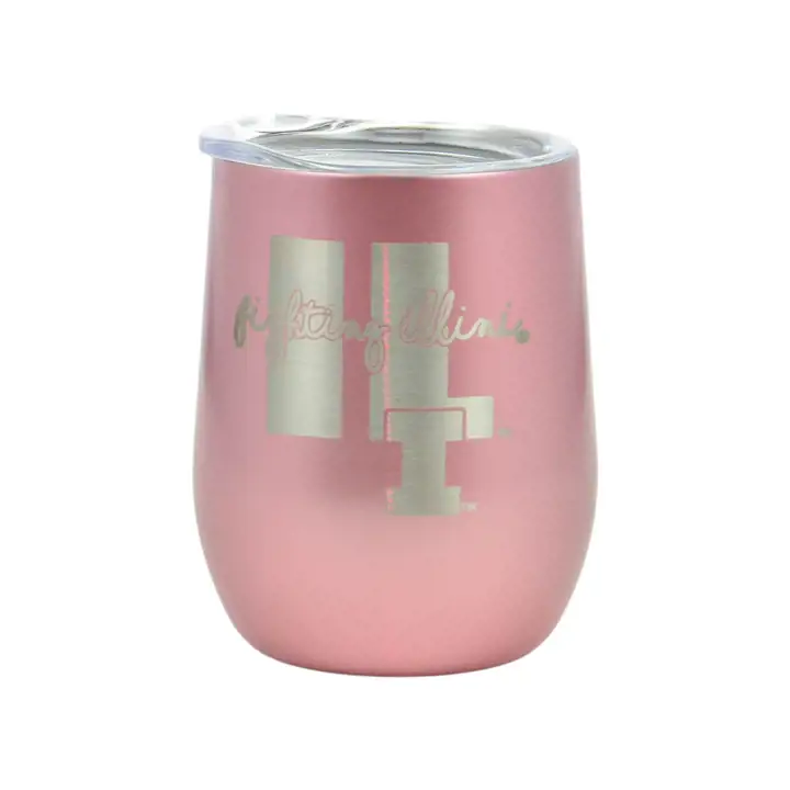 "Gobelet à vin 10oz « Huddle » Illinois Fighting Illini rose"