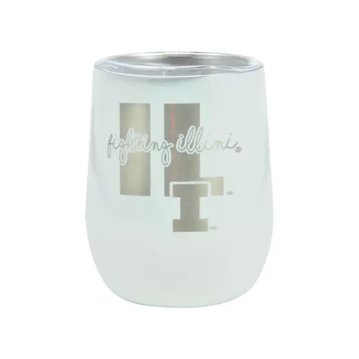 "Verre à vin « Huddle » de 10 oz des Fighting Illini de l'Illinois, blanc"
