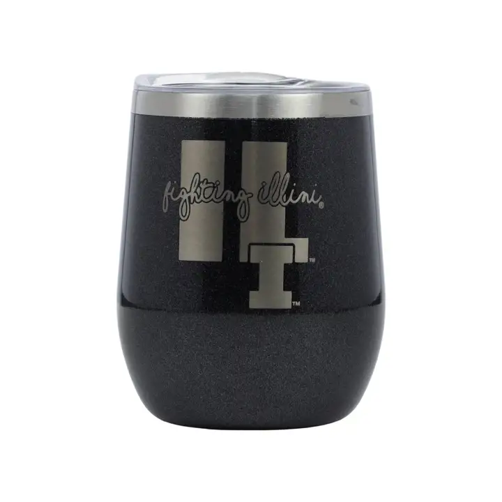 "Gobelet à vin 10 oz « Huddle » Illinois Fighting Illini noir"