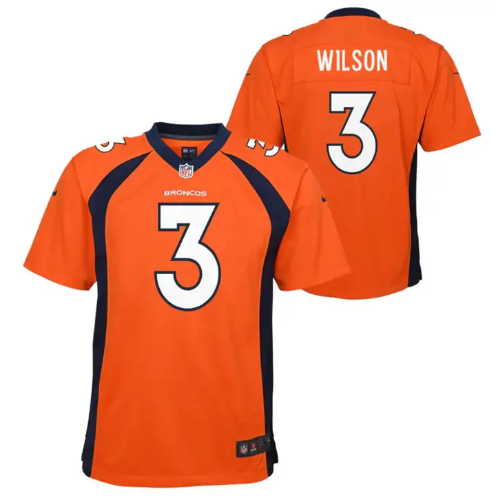 Maillot de match Broncos NFL pour enfants Russell Wilson ORIGINE