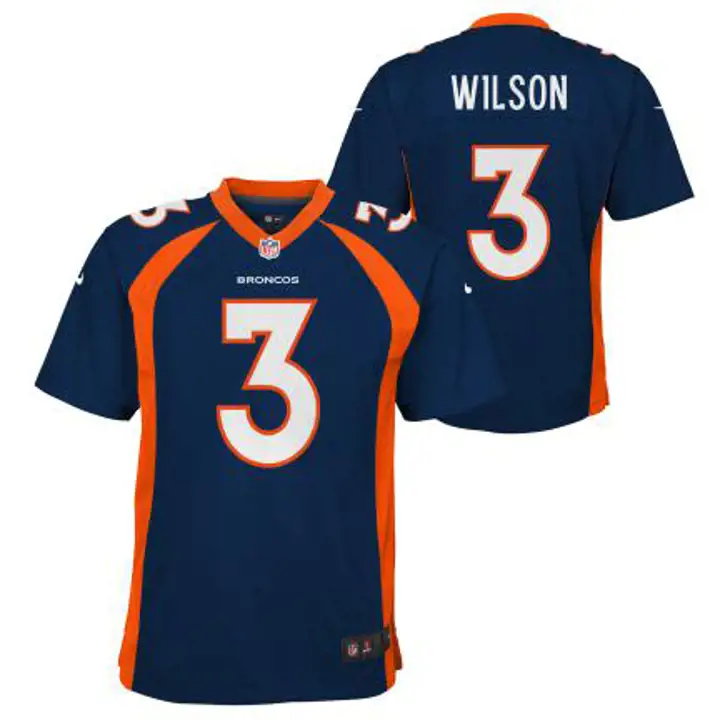 Maillot de match NFL BRONCOS Jeune Russell Wilson MARINE