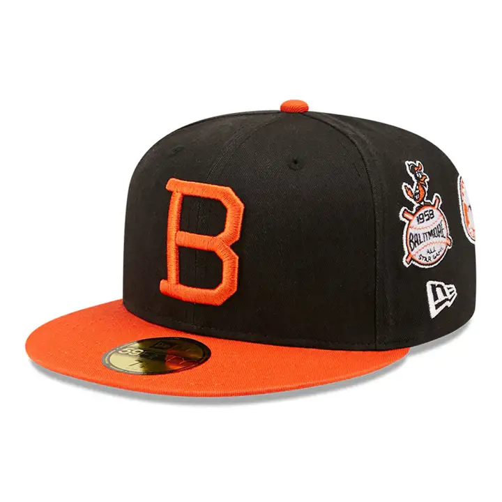 Casquette 59FIFTY MLB Coop All Over Patches Baltimore Orioles noire/orange