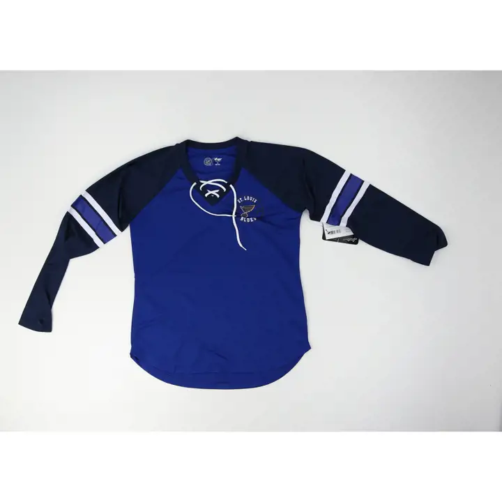 T-shirt manches longues lacé pour femme des Blues de St. Louis (LNH) 22 bleu