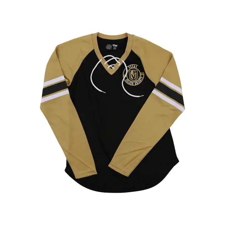 T-shirt à manches longues à lacets style bootleg pour femme des Vegas Golden Knights de la LNH 22b