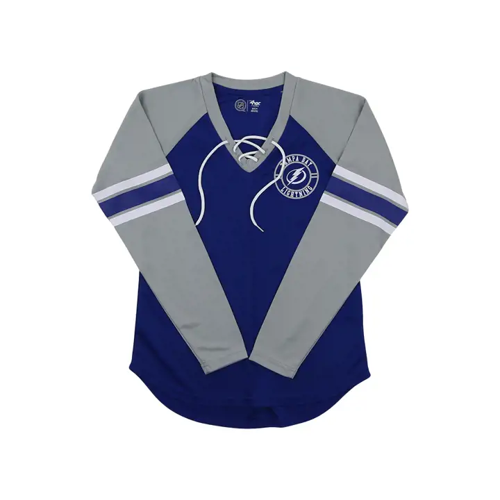 T-shirt à manches longues à lacets style bootleg pour femme Tampa Bay Lightning NHL 22 rb