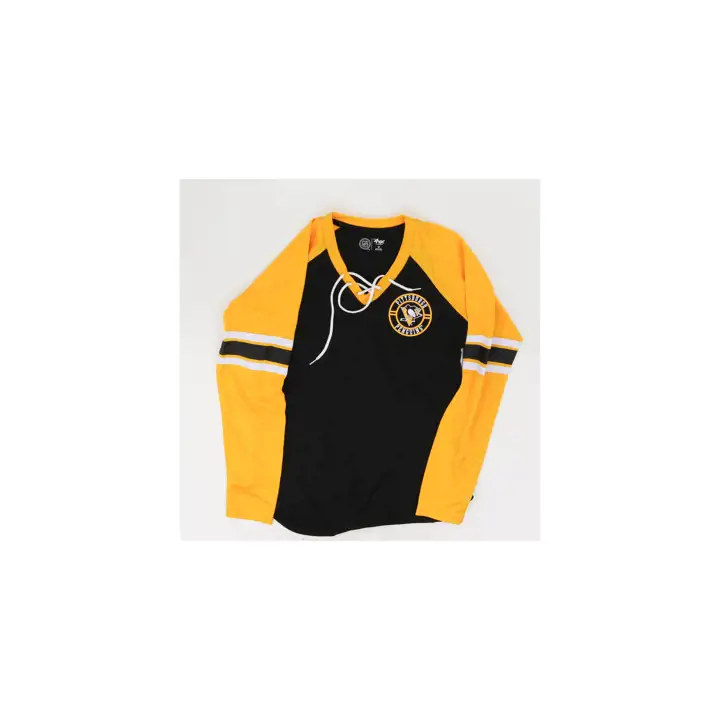 T-shirt à manches longues et lacets pour femme Pittsburgh Penguins NHL 22 bl