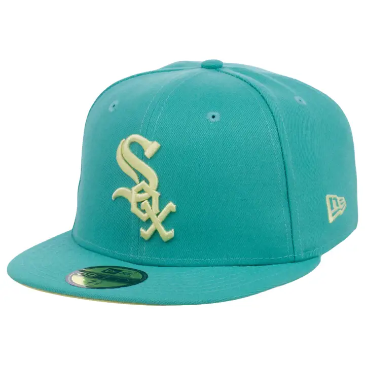 Casquette 59FIFTY MLB Beach Glass des White Sox de Chicago, vert clair/vert clair/jaune vif