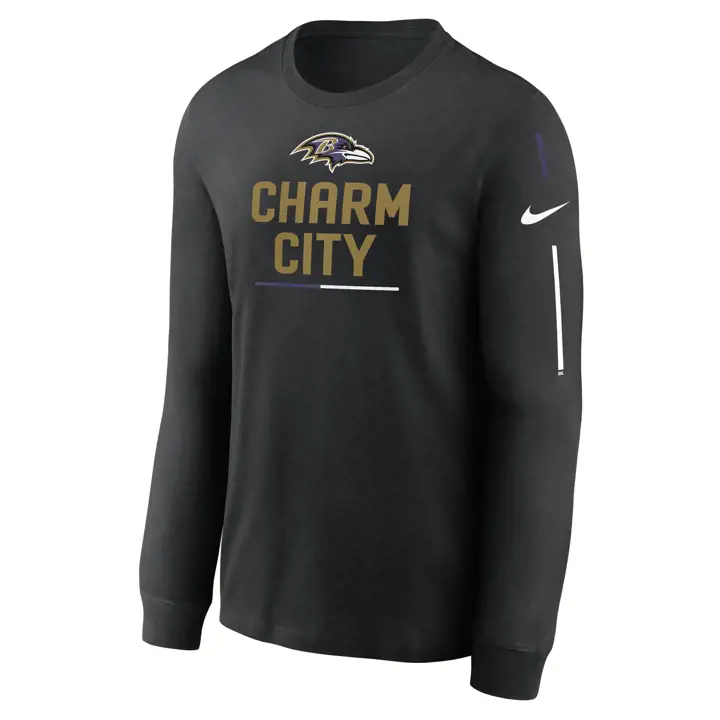 T-shirt manches longues Nike 22 Baltimore Ravens (NFL) avec slogan, noir