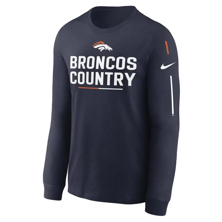 T-shirt à manches longues NFL Denver Broncos 22 Nike Col Bleu Marine