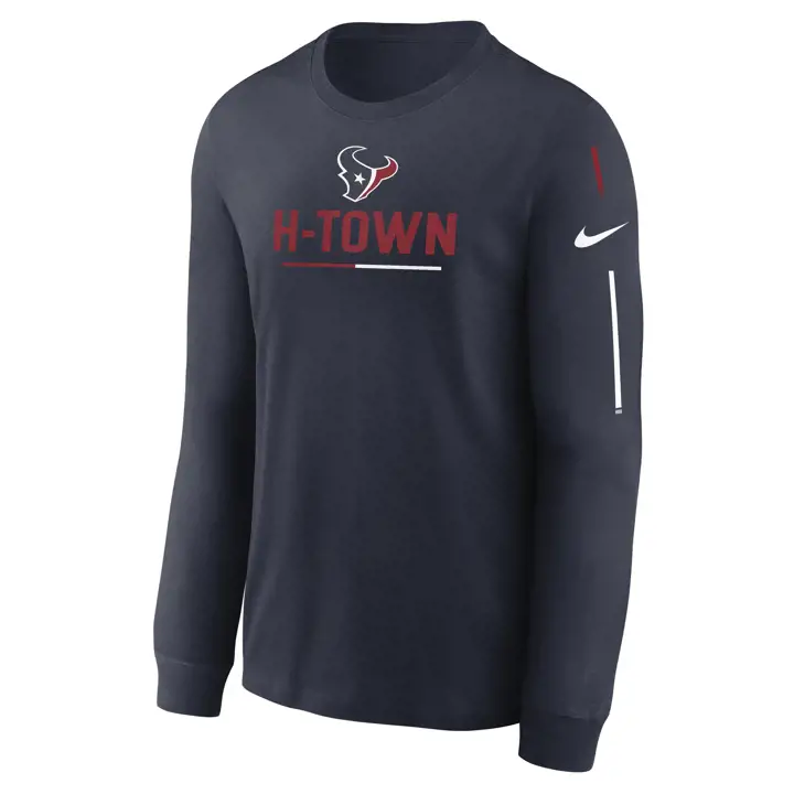 T-shirt à manches longues bleu Nike Équipe NFL des Houston Texans avec slogan 22