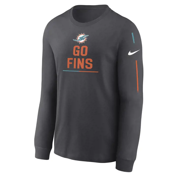 T-Shirt Manches Longues MIAMI DOLPHINS NFL Team Slogan 22 Nike ANTHRACITE