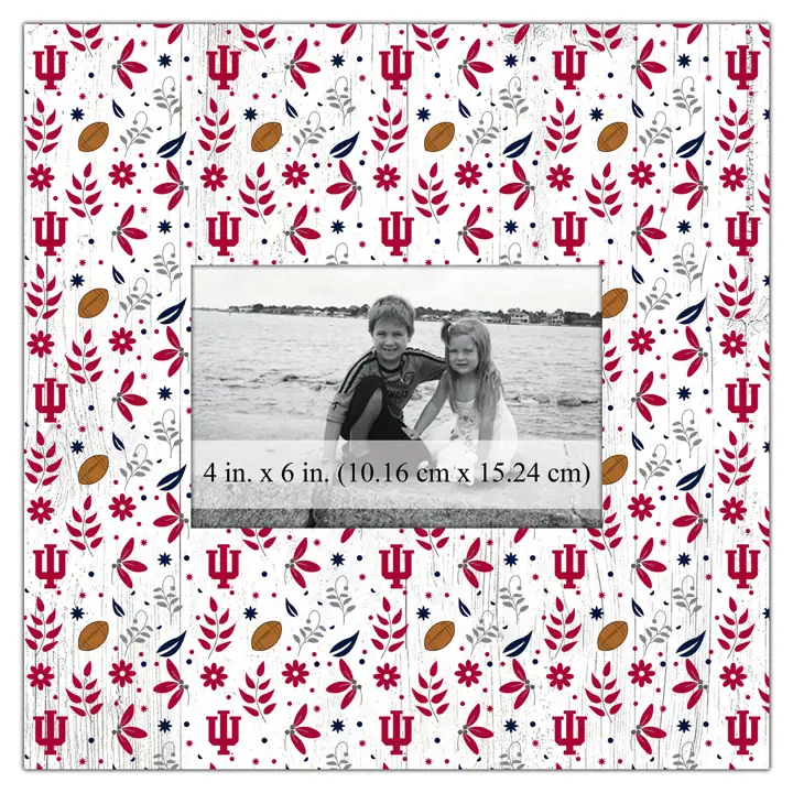 Cadre à motif floral Indiana Hoosiers - 10 x 10 po