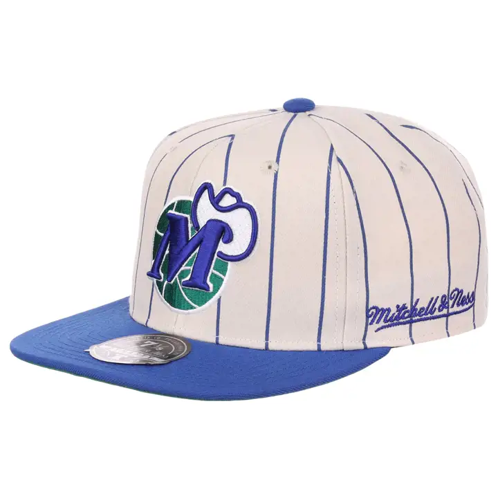 Dallas Mavericks NBA Off White Pinstripe Ajustée ivoire/bleu/vert