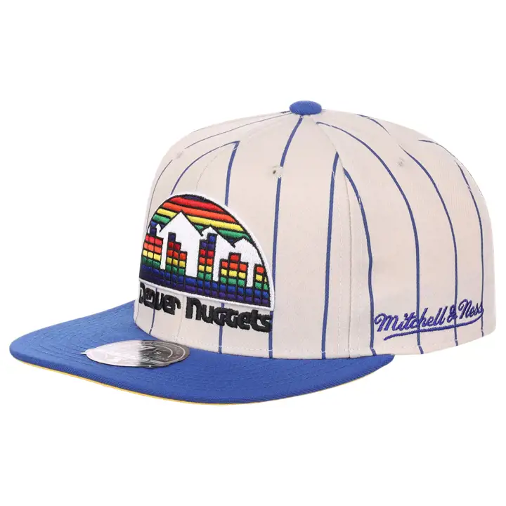 Denver Nuggets NBA Off White rayures fines ajusté ivoire/bleu/jaune H