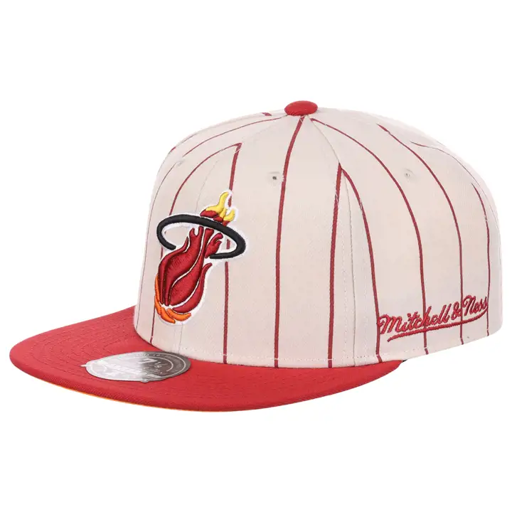 Miami Heat NBA Rayures fines blanc cassé Ajusté ivoire/rouge/orange HWC