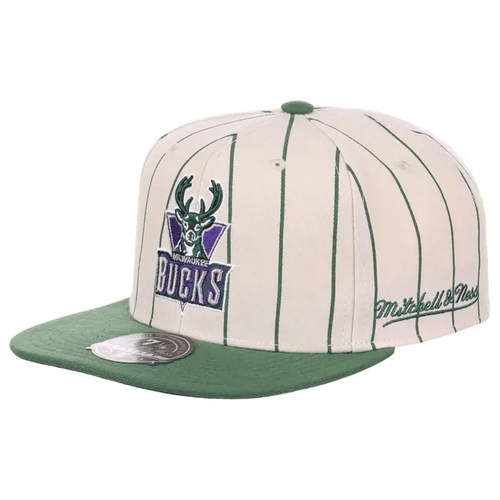 Milwaukee Bucks NBA Off White Pinstripe Fitted ivo/vert/vio H