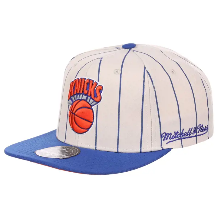 New York Knicks NBA Rayures Fines Blanches Cassées Ajustées ivo/bleu/org