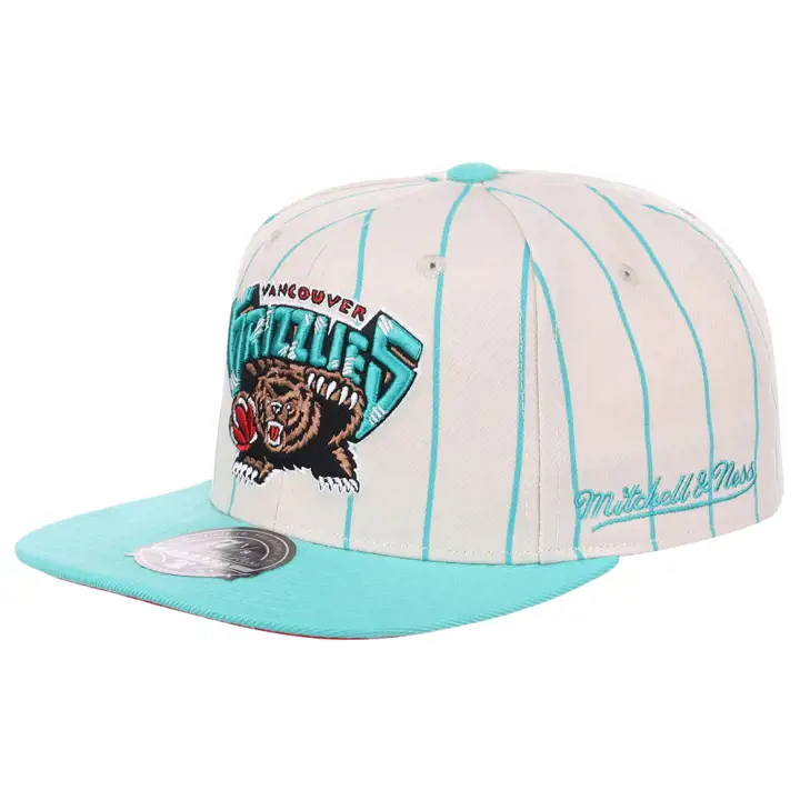 Vancouver Grizzlies NBA Off White rayures fines ajusté ivoire/sarcelle/