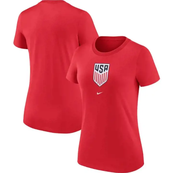 T-shirt Rouge Écusson Équipe Nationale Féminine de Soccer des États-Unis