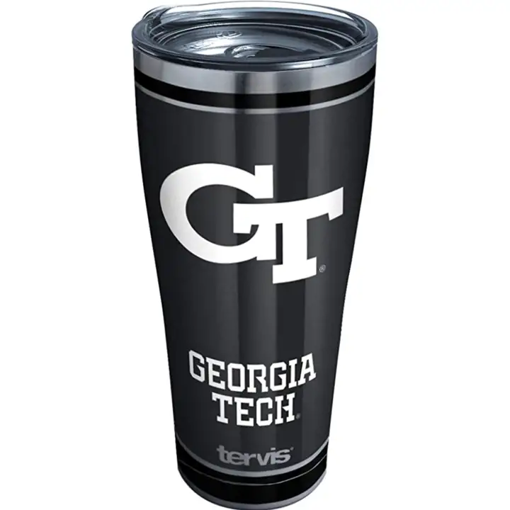 Georgia Tech Yellow Jackets – Gobelet isotherme en acier inoxydable noir mat NCAA de 887 ml