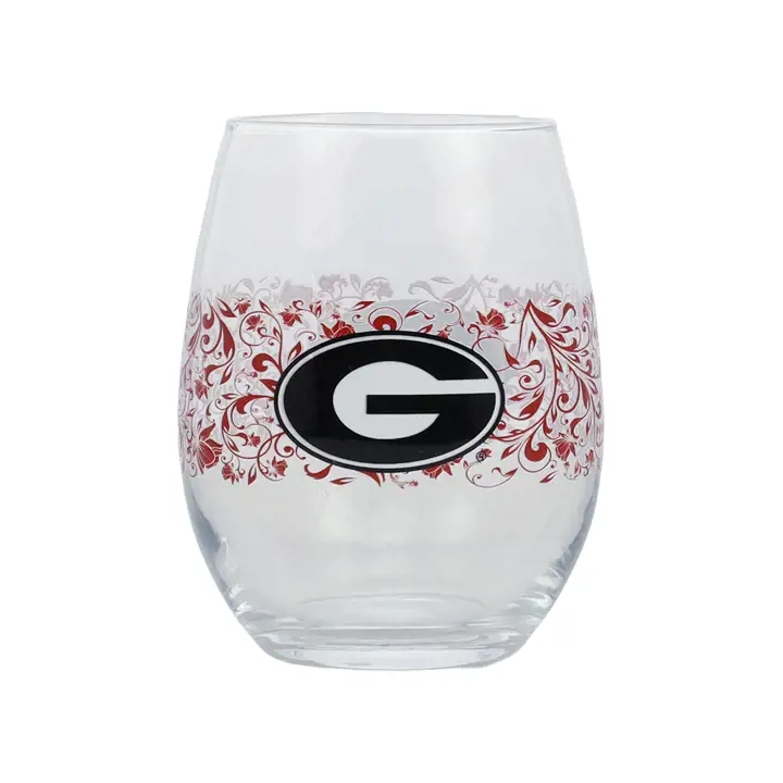 Verre sans pied à motif floral Georgia Bulldogs de 443 ml AST
