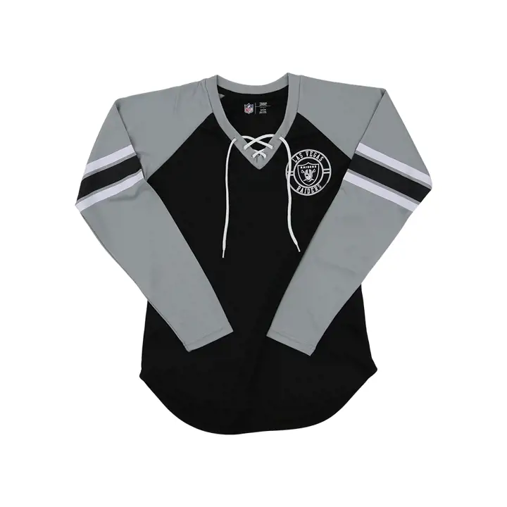T-shirt Femme Manches Longues à Lacets Évasé NFL Las Vegas Raiders 22 Noir