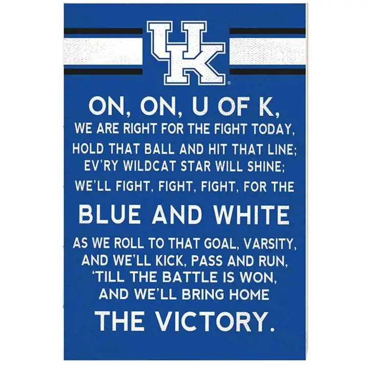 Pancarte du chant de combat des Kentucky Wildcats