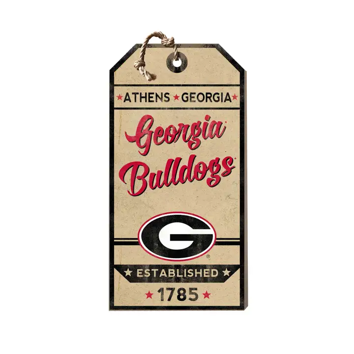 Étiquette suspendue de l'esprit d'équipe des Georgia Bulldogs