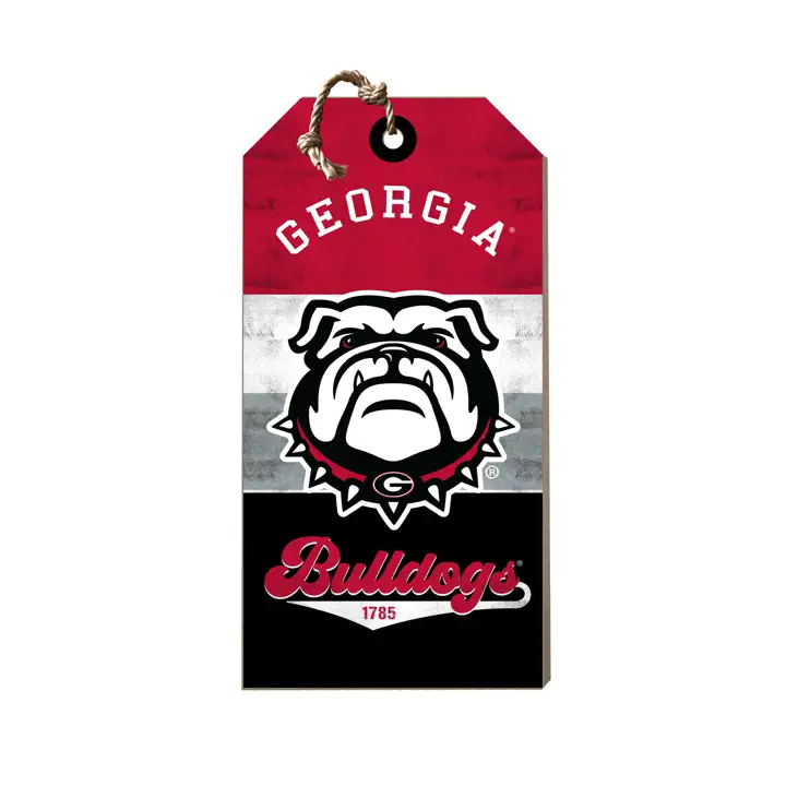 Étiquette suspendue petite Georgia Bulldogs - Logo rétro