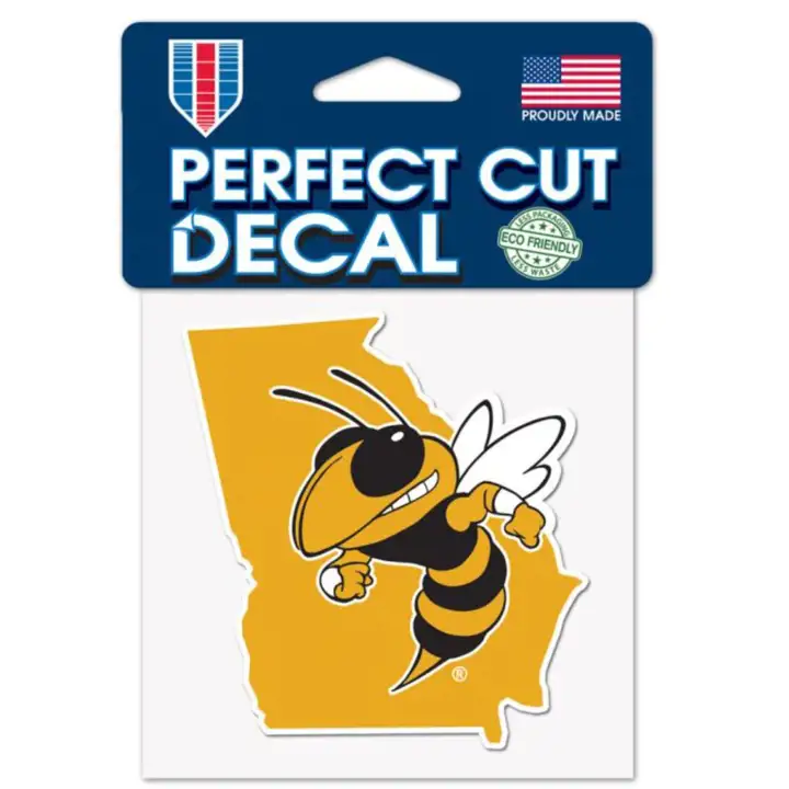 Décalcomanie découpée Georgia Tech Yellow Jackets 4x4 - État ast