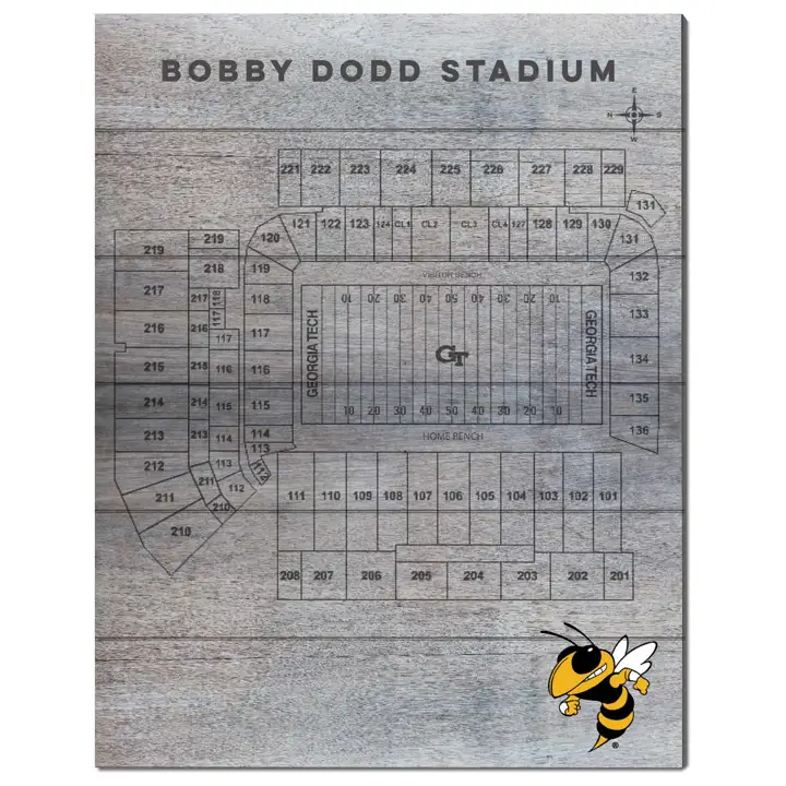 Plan des sièges du stade Georgia Tech Yellow Jackets 16x20 ast