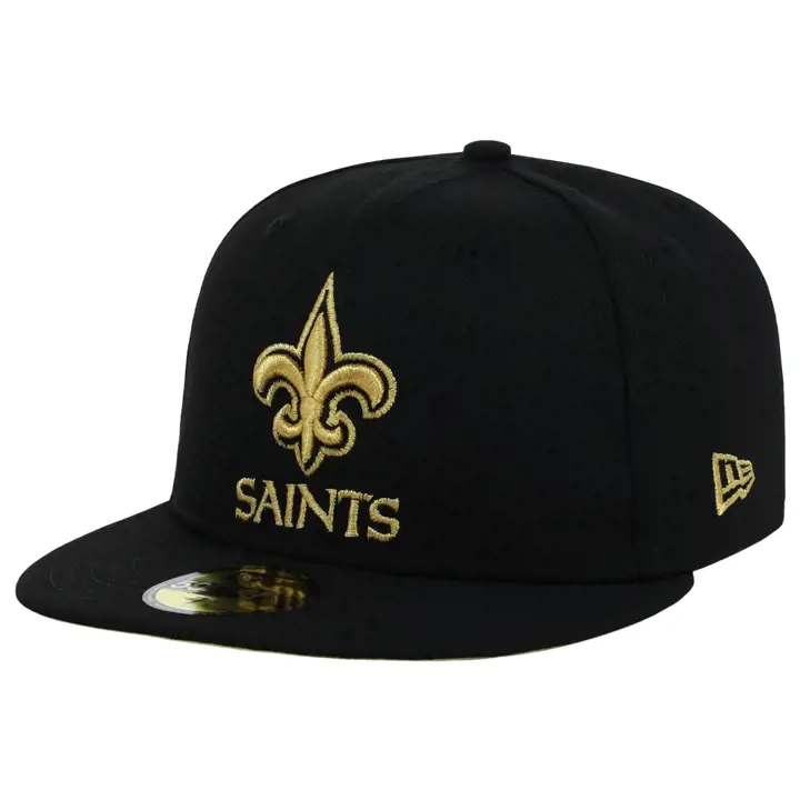 Casquette 59FIFTY NFL New Orleans Saints broderie métallique noire