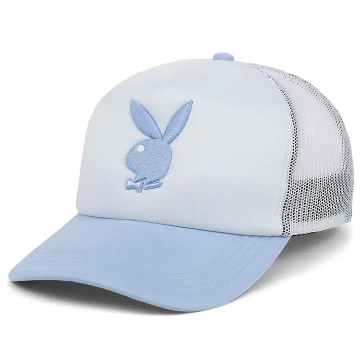 Casquette de camionneur en mousse Playboy Black Tux blanche/bleue
