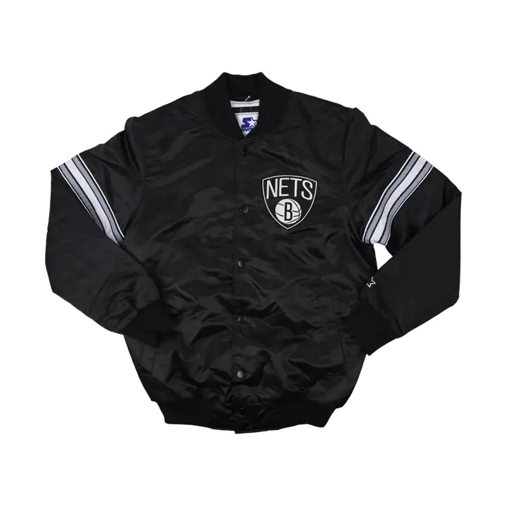 Veste en satin The Pick And Roll Brooklyn Nets NBA noire