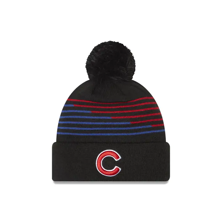 Chicago Cubs MLB Bonnet en tricot à motif zigzag noir/bleu/rouge