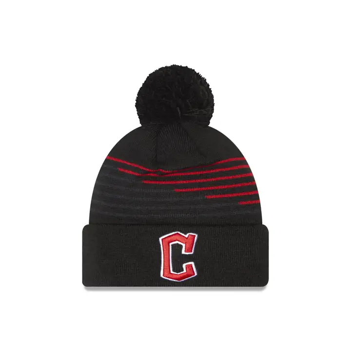 Casquette en tricot ZigZag MLB des Cleveland Guardians noire/bleue marine/rouge