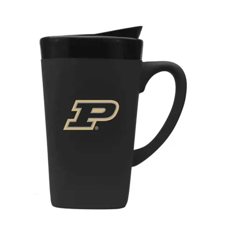 Tasse de voyage en céramique noire 16 oz Purdue Boilermakers