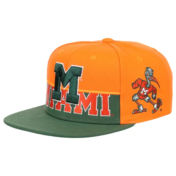 Casquette snapback Miami Hurricanes NCAA bi-couleur orange et verte