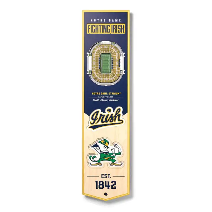 Bannière de stade 3D Notre Dame Fighting Irish 8x32 Ast