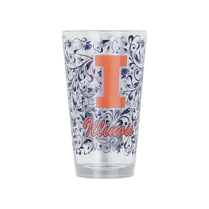 Verre mélangeur floral de 16 oz Illinois Fighting Illini