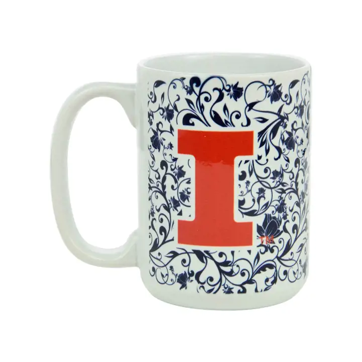 Tasse à café en céramique Illinois Fighting Illini 44 cl, motif floral