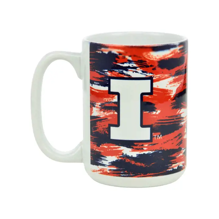 Mug blanc brossé 15 oz Illinois Fighting Illini