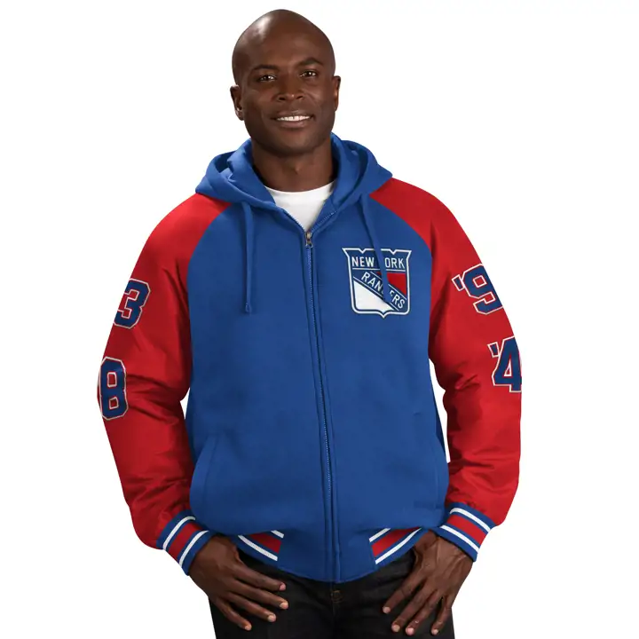 Veste à capuche universitaire bleue New York Rangers NHL